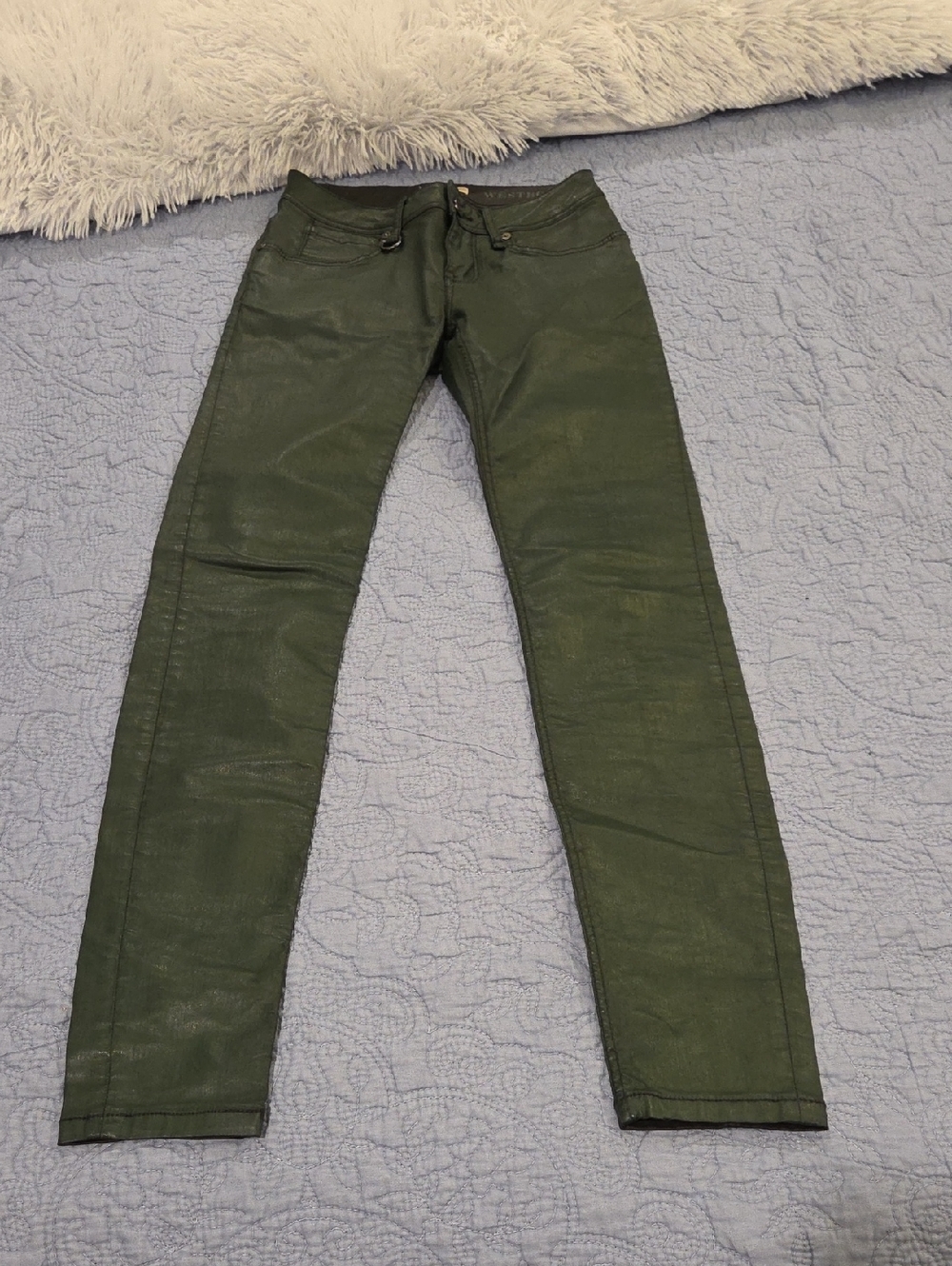 Burberry Brit Westbourne skinny coated jeans in a dark green Size 26!